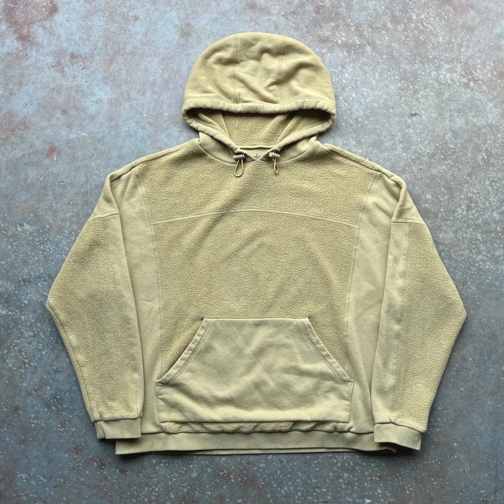 Alo Yoga Womens Mixed Media Fleece Oversized Hoodie Mustard Yellow Size L